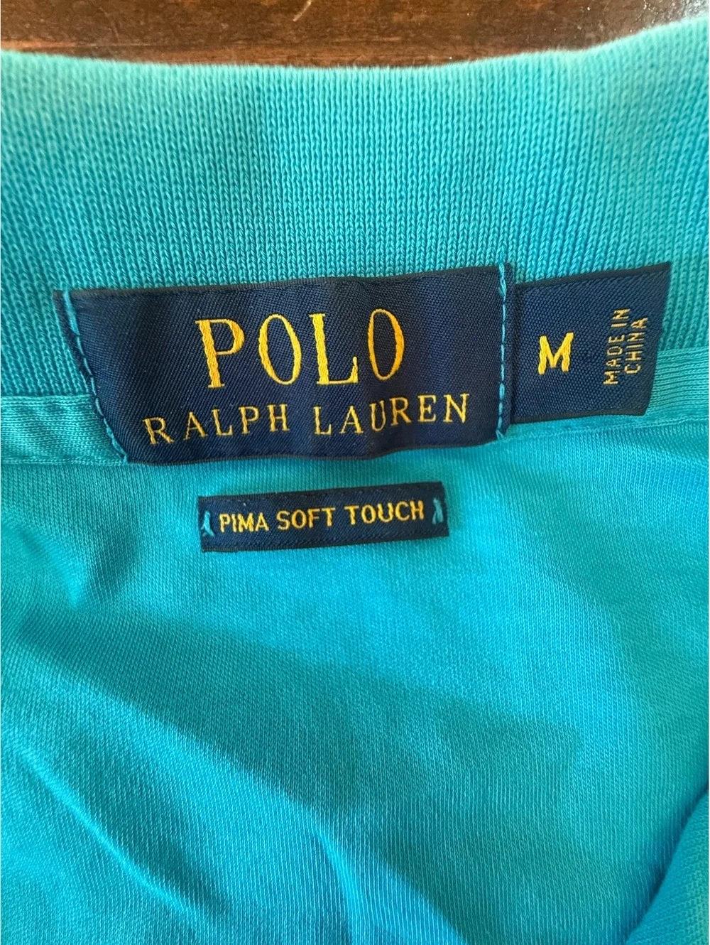Polo Ralph Lauren Men's Medium Turquoise Pima Soft Touch Polo Shirt [COPY]